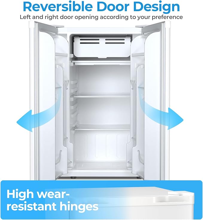Antarctic Star 3.2 cu.ft. Mini Fridge With Freezer, Small Refrigerators With Adjustable Thermostat, Low Noise, Energy Saving, Compact Refrigerators For College Dorm, Office, Bedroom, Apartment, White - View 6 | Fridge.com