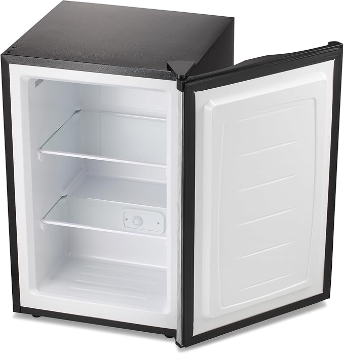 Antarctic Star Upright Freezer 3.0 cu.ft, Compact Mini Freezer With Reversible Single Door, Temperature Control, Removable Shelves, Small Freezer Stainless Steel For Dorms Home Office, Black - View 4 | Fridge.com