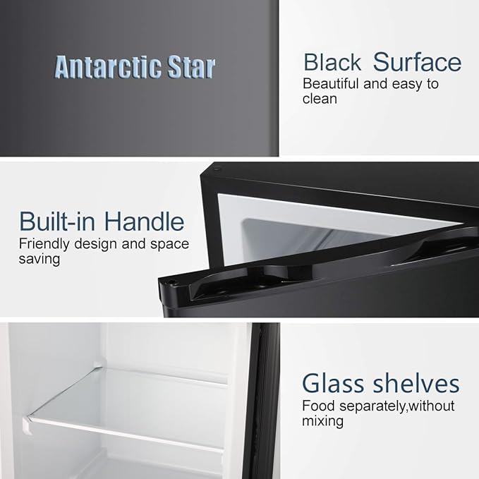Antarctic Star Upright Freezer 3.0 cu.ft, Compact Mini Freezer With Reversible Single Door, Temperature Control, Removable Shelves, Small Freezer Stainless Steel For Dorms Home Office, Black - View 5 | Fridge.com