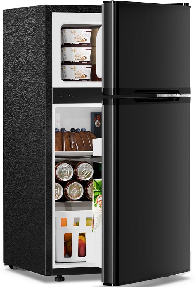 Antarctic Star 3.2 Cu.Ft,Mini Refrigerator with Freezer,Double Door Mini Fridge,Compact Refrigerator,Adjustable Thermostat,Mini Refrigerator for Bedroom/Office/Dorm/Kitchen(BLACK) | Fridge.com
