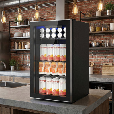 17.32'' W 3.2 Cu.ft Mini Fridge, Beverage Refrigerator 26 Bottle/113 Can Capacity, Touch Button, 32F-61F, Quiet <38dB, LED, Removable Shelves | Fridge.com