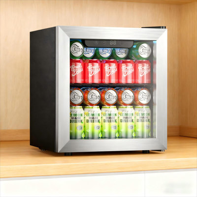 50 Can Beverage Refrigerator - 1.3 Cu.ft Mini Fridge Cooler With Digital Thermostat, Glass Door & Adjustable Shelf - Freestanding Small Drink Fridge F — FIN-0019607 | Fridge.com