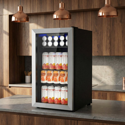 17.32'' W 3.2 Cu.ft Beverage Refrigerator, Drink Fridge with 26 Bottle, Touch Button, 32F-61F, Quiet <38dB, LED, Removable Shelves | Fridge.com