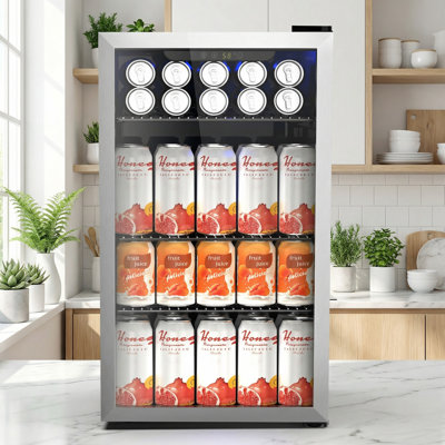 17.32'' W 3.2 Cu.ft Beverage Refrigerator, Drink Fridge with 26 Bottle, Touch Button, 32F-61F, Quiet <38dB, LED, Removable Shelves | Fridge.com