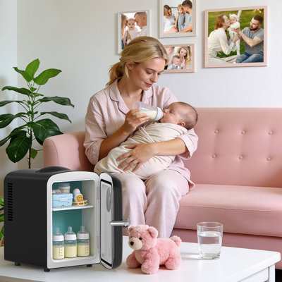 4L Skincare Mini Fridge - Cooler & Warmer, 6-Can Capacity, Round View Window + Removable Shelf, White For Dorm/Bedroom | Fridge.com
