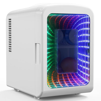 Chic 4L Mini Fridge W/ Gaming Light - Portable 6-Can Cooler For Bedroom, Car, Office & Dorm, Perfect For Cosmetics & Snacks, White | Fridge.com