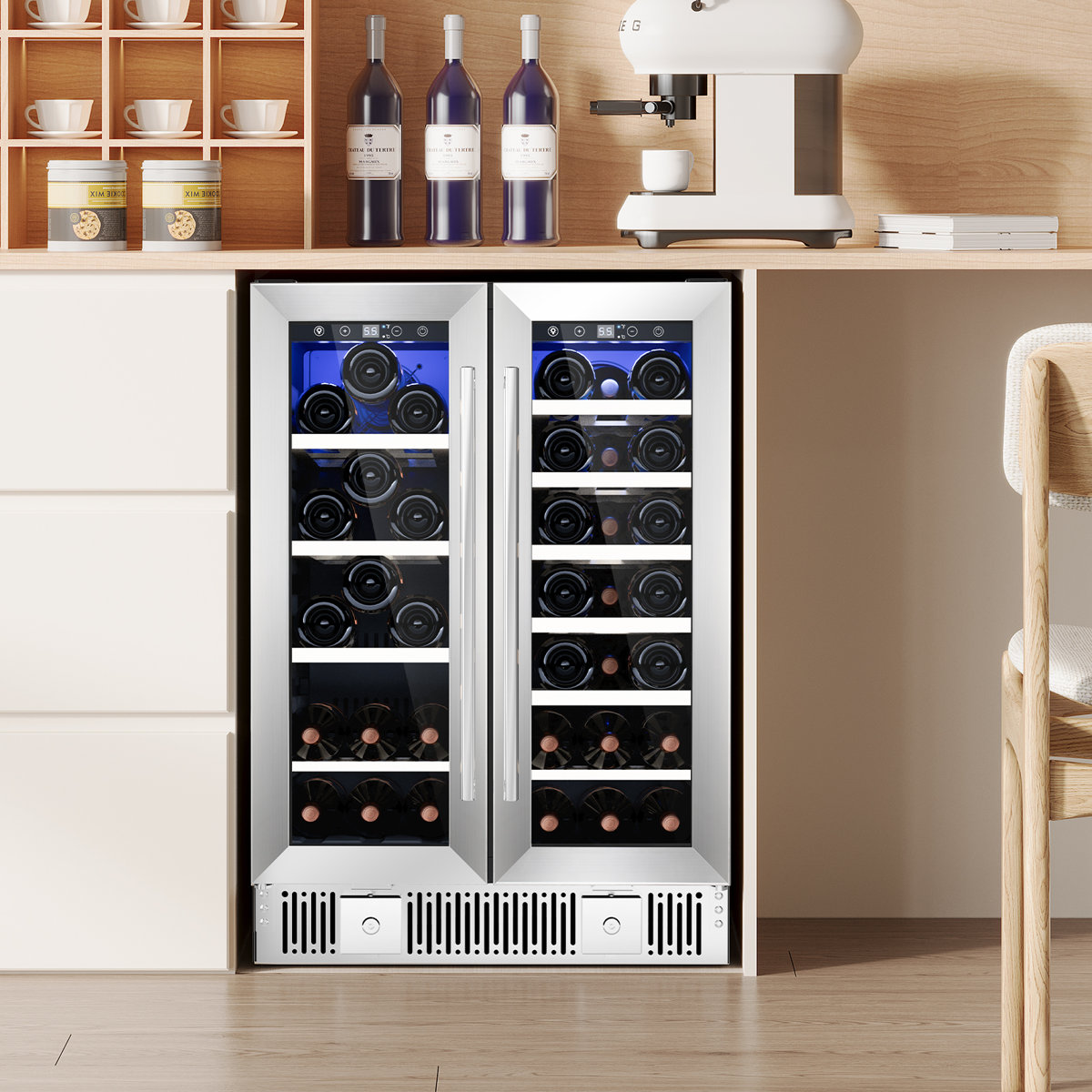 23.4 In. 21 Bottle Or 78 Cans Dual Zone Freestanding/built-in Wine And Beverage Refrigerator In Stainless Steel Silver | Fridge.com
