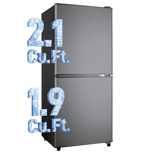 Anypro Fridge with Bottom Freezer and Drawer, 4.0 Cu.Ft Double Door Refrigerator with 7 Adjustable Temperature Settings for Bedroom, Dorm, Office, Apartment, Large Capacity, Black | Fridge.com