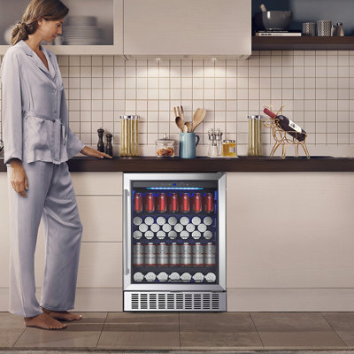 AOBOSI 164 Cans (12 oz.) Convertible Beverage Refrigerator with Wine Storage | Fridge.com