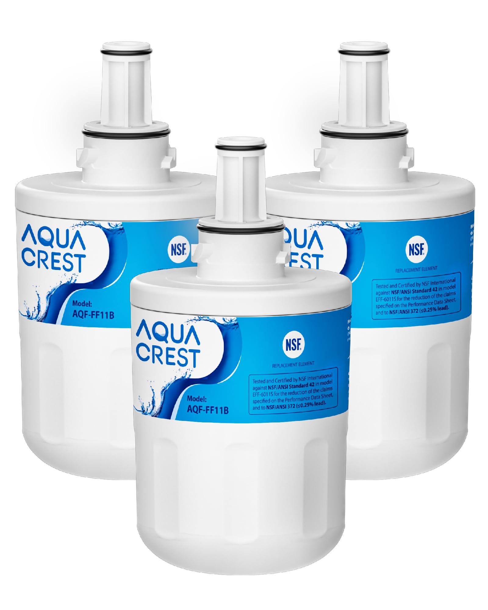 AQUA CREST AQF-FF11B Refrigerator Water Filter, Replacement for Samsung® DA29-00003G, DA29-00003B, DA29-00003A, Aqua-Pure Plus, HAFCU1, RFG237AARS, RS22HDHPNSR, RSG257AARS, WSS-1, 3 Pack | Fridge.com