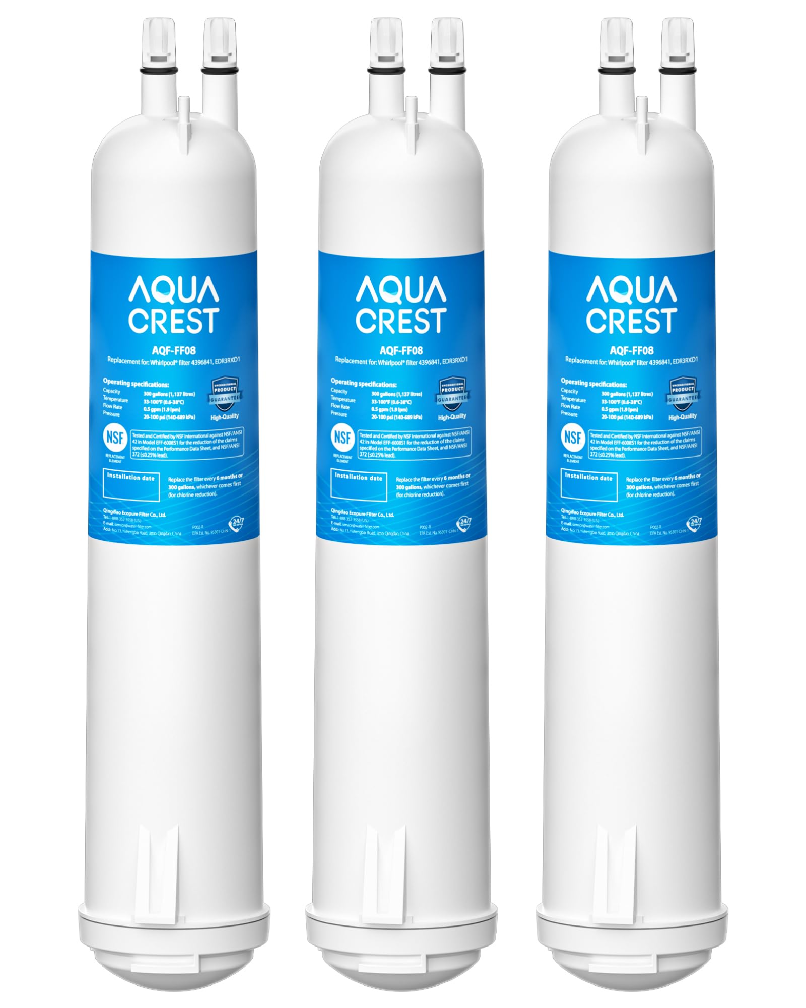 AQUA CREST EDR3RXD1 Replacement for 4396841, Everydrop® Filter 3, 4396710, Kenmore® 46-9083, 46-9030, Refrigerator Water Filter, 3 Filters | Fridge.com