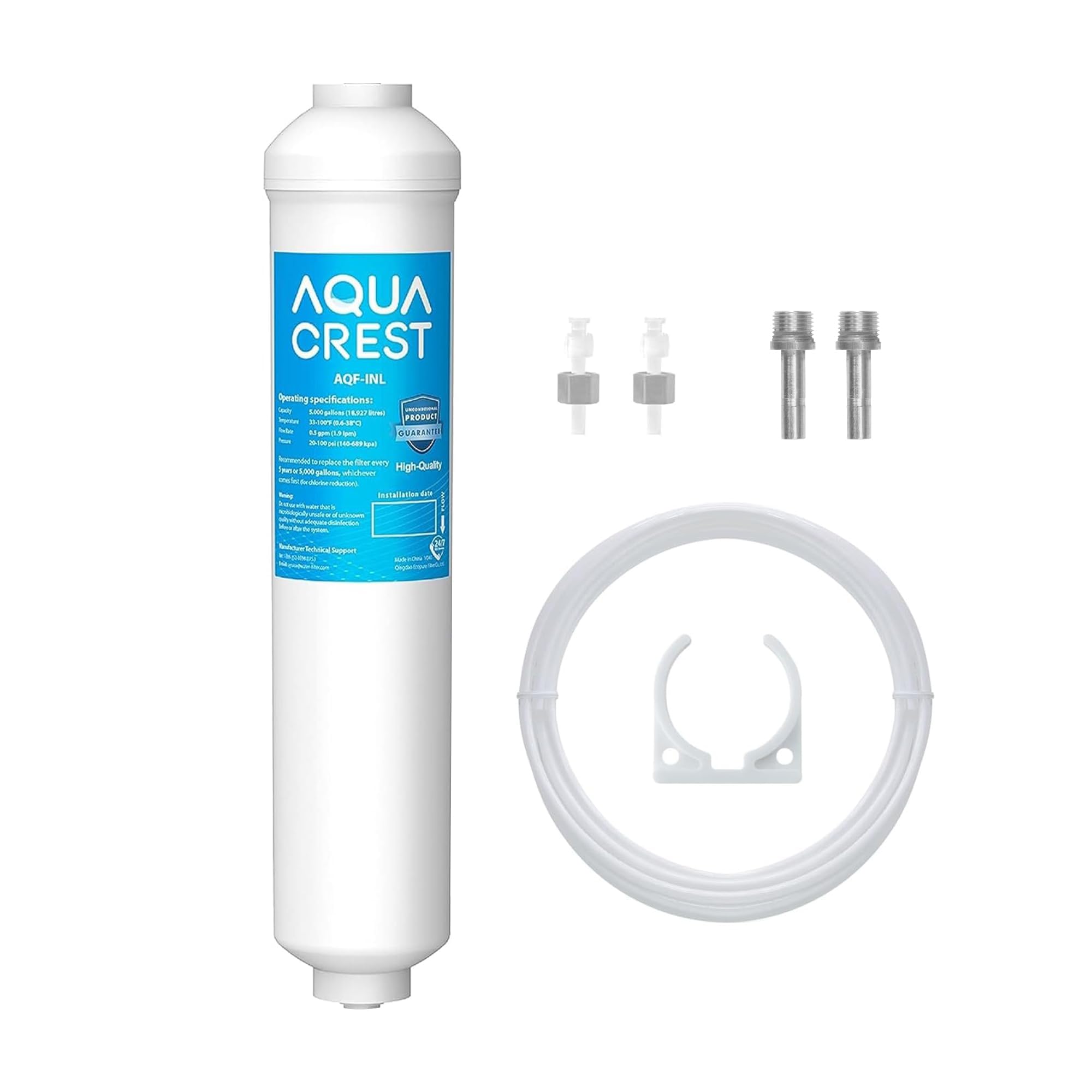 Aqua Crest Inl 5 Years Inline Water Filter For Ice Maker With 1/4-Inch Direct Connect Fittings, Idea For Ice Maker, Refrigerator, RV, Inline Refrigerator Water Filter Reduces Chlorine, Taste& Odor - View 1 | Fridge.com