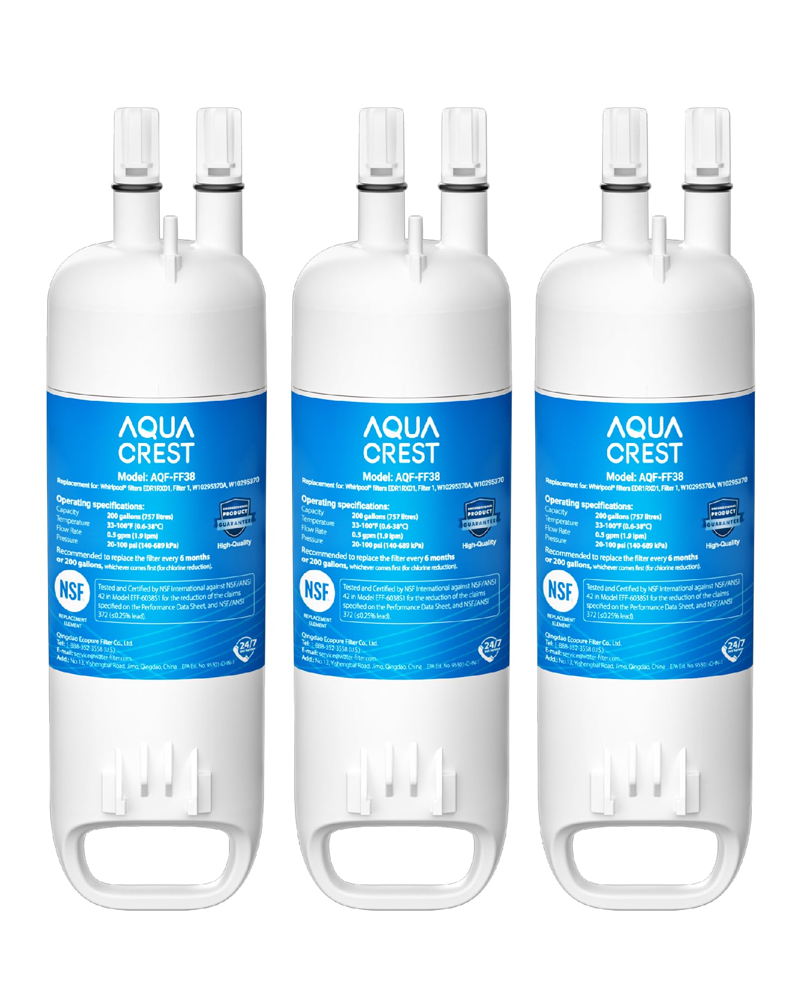 Aqua Crest EDR1RXD1 Replacement For W10295370A, Everydrop® Filter 1, EDR1RXD1B, P8RFWB2L, P4RFWB, Kenmore® 46-9081, 46-9930, Refrigerator Water Filter, 3 Filters | Fridge.com