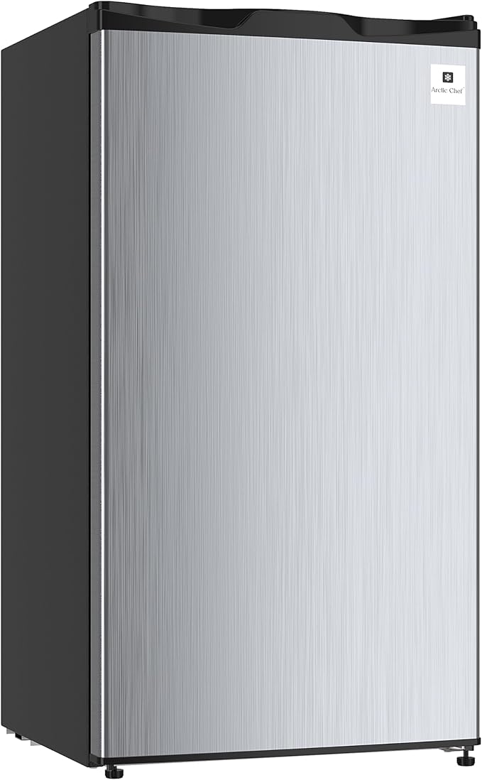 Arctic Chef Mini Refrigerator, Compact Freezer Compartment, Adjustable Thermostat Control, Reversible Door, Ideal Fridge For Dorm, Office, Apartment, Platinum Stainless, 3.2 Cubic Feet - View 2 | Fridge.com