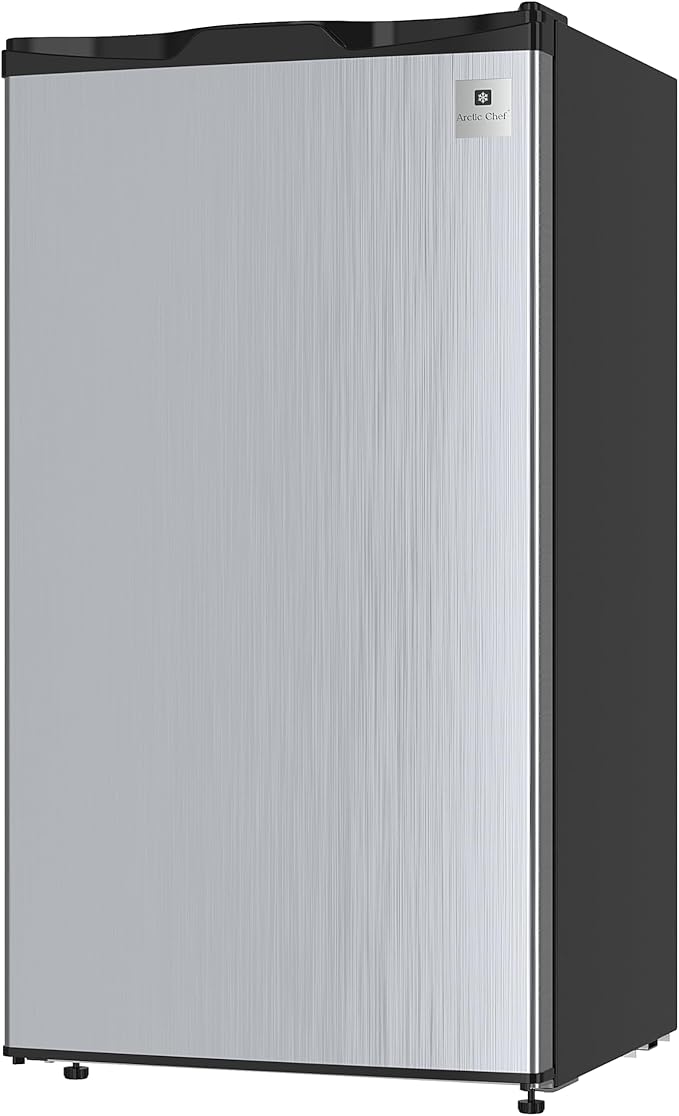 Arctic Chef Mini Refrigerator, Compact Freezer Compartment, Adjustable Thermostat Control, Reversible Door, Ideal Fridge For Dorm, Office, Apartment, Platinum Stainless, 3.2 Cubic Feet - View 3 | Fridge.com