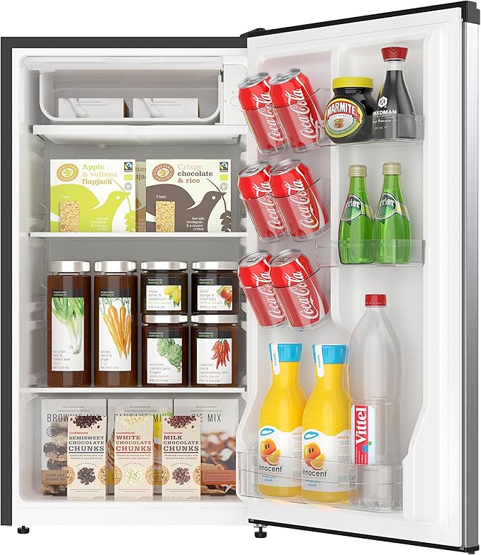 Arctic Chef Mini Refrigerator, Compact Freezer Compartment, Adjustable Thermostat Control, Reversible Door, Ideal Fridge For Dorm, Office, Apartment, Platinum Stainless, 3.2 Cubic Feet - View 5 | Fridge.com