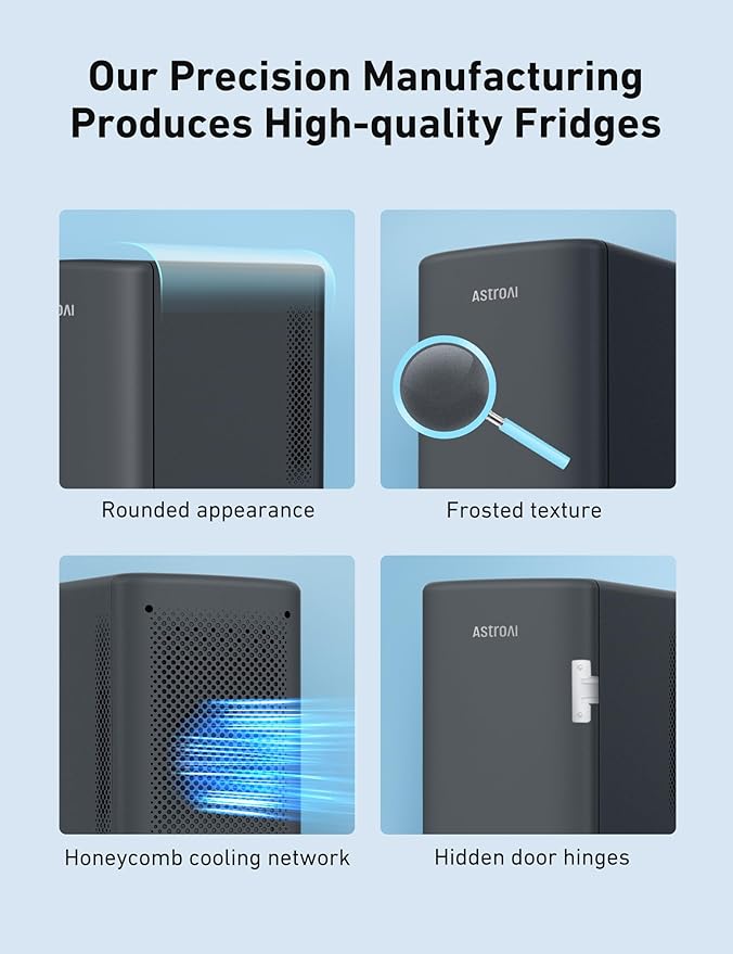 AstroAI Mini Fridge 2.0 Gen, 6 Liter/8 Cans Small Refrigerator Makeup Skincare Fridge 110V Ac/12V Dc Portable Thermoelectric Cooler And Warmer Fridge For Bedroom (Dark Grey) - View 5 | Fridge.com