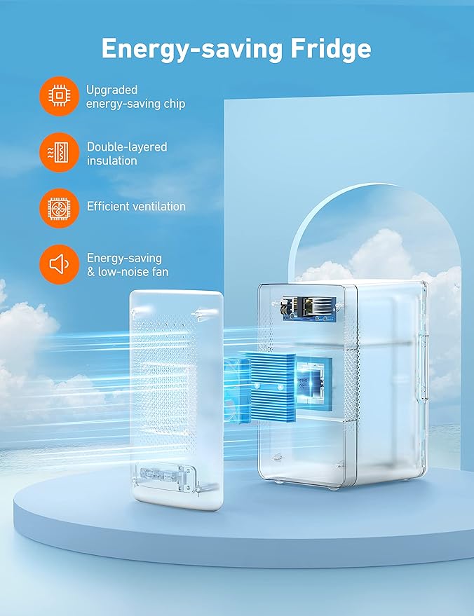 AstroAI Mini Fridge 2.0 Gen, 6 Liter/8 Cans Small Refrigerator Makeup Skincare Fridge 110V Ac/12V Dc Portable Thermoelectric Cooler And Warmer Fridge For Bedroom (Dark Grey) - View 6 | Fridge.com