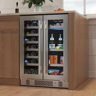 Avallon 23.8125'' W Convertible 86 Cans (12 oz.) Beverage Cooler with Wine Storage and Glass Door | Fridge.com