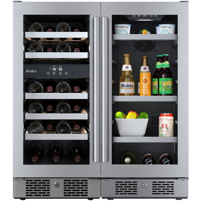 Avallon Triple Zone 30'' Freestanding 23 Bottle Wine & Beverage Refrigerator With French Doors - View 1 | Fridge.com