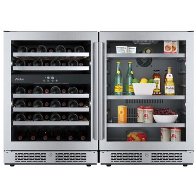 Avallon Triple Zone 48'' Freestanding 45 Bottle Wine & Beverage Refrigerator With French Doors - View 1 | Fridge.com