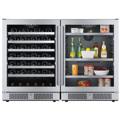 Avallon Dual Zone 47.625'' Freestanding 53 Bottle Wine & Beverage Refrigerator with French Doors | Fridge.com