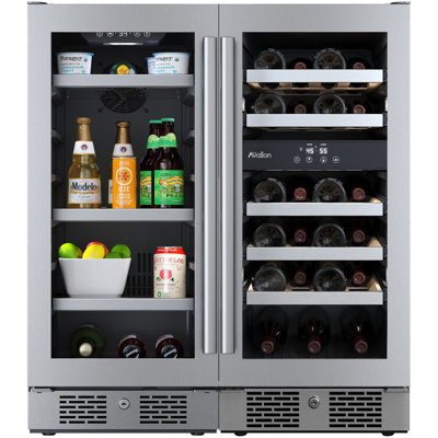 Avallon Triple Zone 30'' 86 Bottle Wine & Beverage Refrigerator with French Doors | Fridge.com