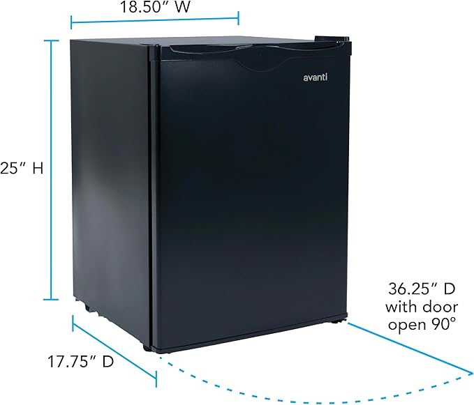 Avanti Mini Fridge for Home Office or Dorm, Auto Defrost with Reversible Door, Energy Star Rated, 2.2 Cu. Ft., Black | Fridge.com
