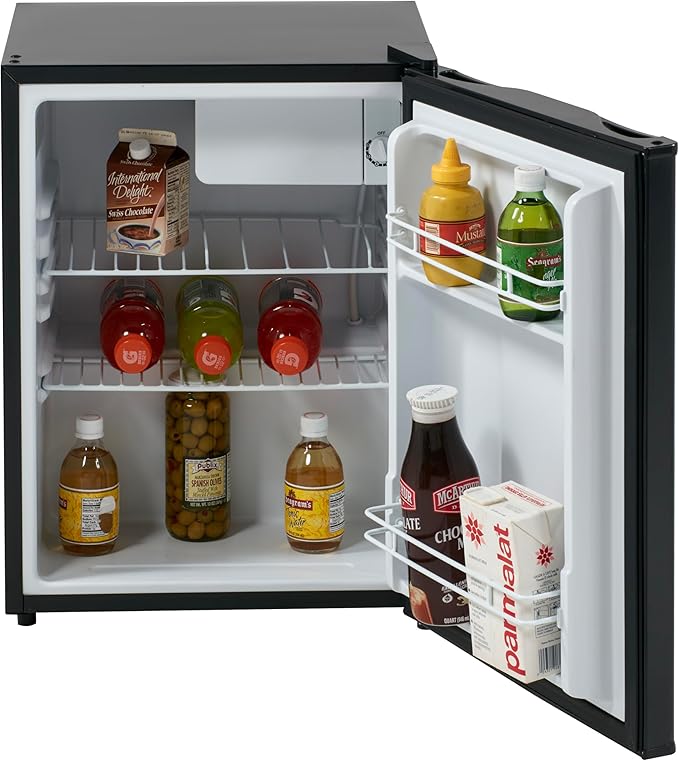 Avanti Mini Fridge Compact Refrigerator For Home Office Or Dorm, Features Single Reversible Door Removable Shelves Automatic Defrost And Adjustable Temperature Control, 2.4-cu.ft, Black - View 3 | Fridge.com
