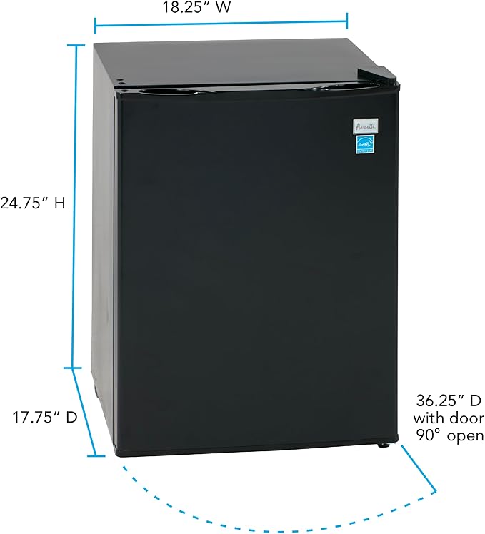 Avanti Mini Fridge Compact Refrigerator For Home Office Or Dorm, Features Single Reversible Door Removable Shelves Automatic Defrost And Adjustable Temperature Control, 2.4-cu.ft, Black - View 5 | Fridge.com