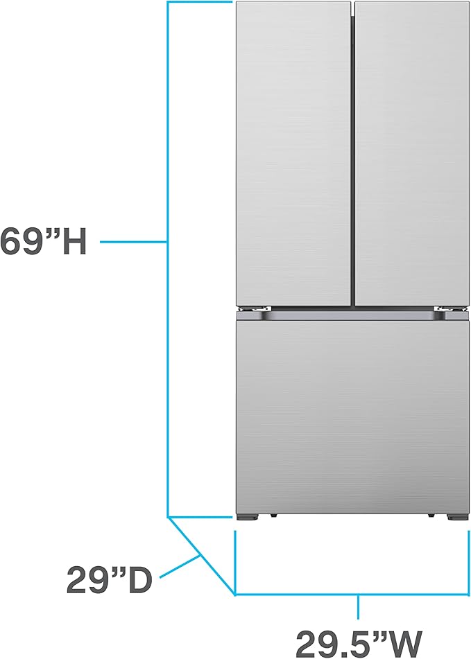 Avanti French Door Refrigerator With Bottom Freezer 30-Inch Wideâ€‹, Frost Free Technology, Large Capacity With Adjustable Shelves, Door Bins & Crisper Drawers, 17.5 cu.ft., Stainless Steel - View 2 | Fridge.com