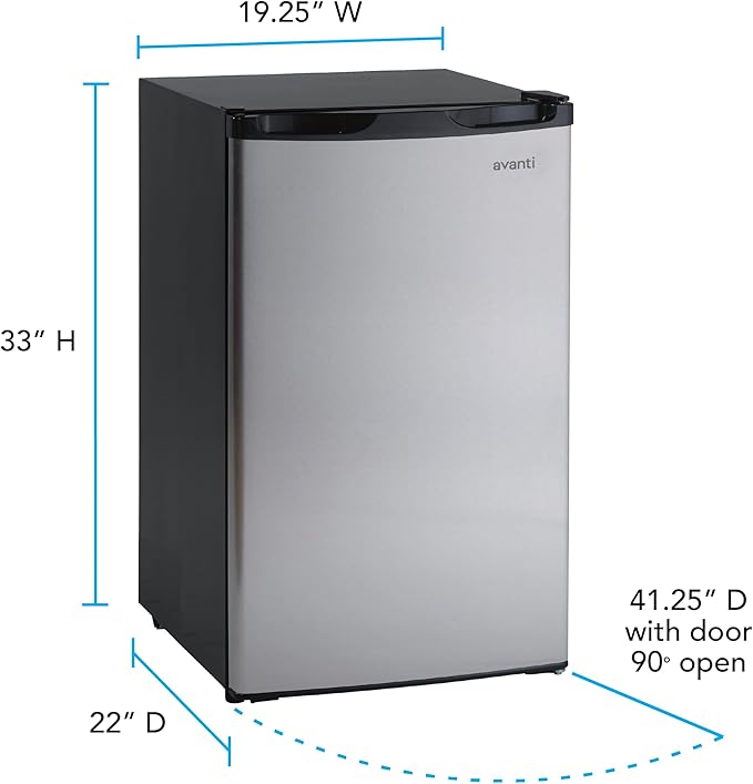 Avanti 4.4 Cu. Ft. Compact Refrigerator, Mini-Fridge, In Stainless Steel (Rm4436ss) - View 3 | Fridge.com