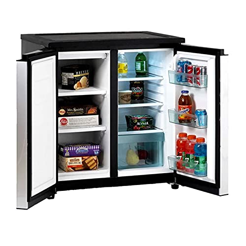 Avanti Mini Fridge Compact Side-By-Side Refrigerator With Freezer For Home Office Or Dorm, Features Dual Doors Adjustable Glass Shelves And Adjustable Temperature Control, 5.5-cu.ft, Stainless Steel - View 4 | Fridge.com