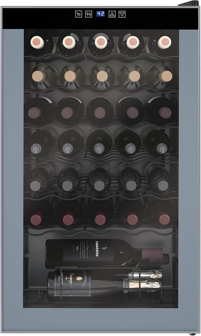 Avanti WC34N2P Wine Cooler Freestanding Single Zone with Temperature Control Holds Up to 34 Bottles, Stainless Steel Construction with Glass Door, Black | Fridge.com