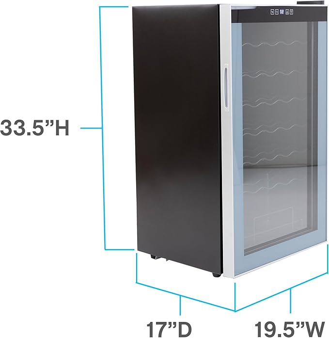 Avanti WC34N2P Wine Cooler Freestanding Single Zone With Temperature Control Holds Up To 34 Bottles, Stainless Steel Construction With Glass Door, Black - View 2 | Fridge.com