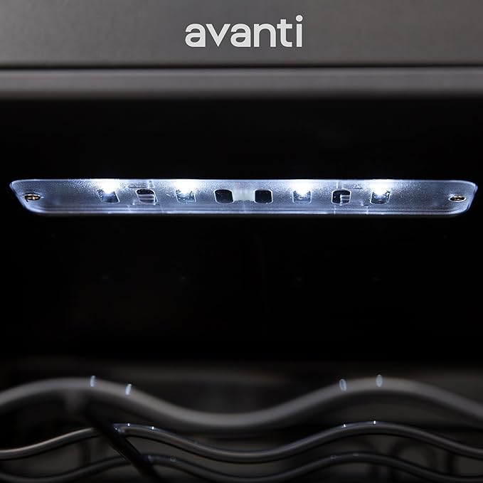 Avanti WC34N2P Wine Cooler Freestanding Single Zone With Temperature Control Holds Up To 34 Bottles, Stainless Steel Construction With Glass Door, Black - View 3 | Fridge.com