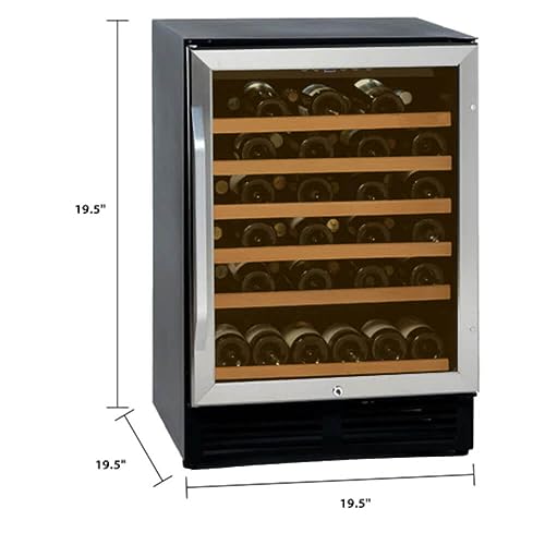 Avanti 50-Bottle Wine Cooler, Stainless Steel Wine Fridge With Wood-Front Shelves, Electronic Controls, LED Lighting & Lock, ADA Compliant, 50 Bottle, Stainless Steel - View 2 | Fridge.com