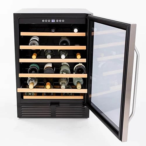 Avanti 50-Bottle Wine Cooler, Stainless Steel Wine Fridge With Wood-Front Shelves, Electronic Controls, LED Lighting & Lock, ADA Compliant, 50 Bottle, Stainless Steel - View 3 | Fridge.com