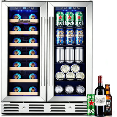 Kalamera 23.4" Dual Zone Wine & Beverage Cooler, 20 Bottle 78 Can Built-in Freestanding Fridge, Stainless Steel Double Glass Removable Wine Racks Touc — FIN-0018225 | Fridge.com