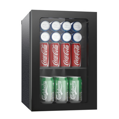 BackID 0.9 Cu.Ft 24 Can Beverage Refrigerator, Compact Mini Fridge with Temperature Control, Quiet Work, Clear Door, Adjustable Shelves — FIN-0019998 | Fridge.com