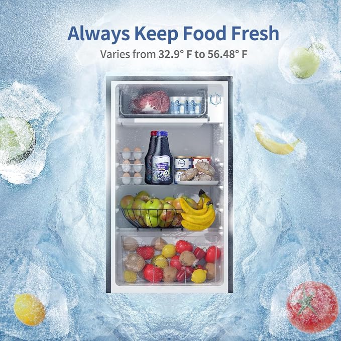 Bangson Mini Fridge With Freezer, 3.2Cu.Ft, Single Door Small Refrigerator, Energy-Efficient, Low Noise, Mini Fridge For Bedroom Dorm And Office, Silver - View 4 | Fridge.com