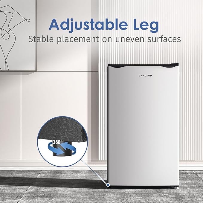 Bangson Mini Fridge With Freezer, 3.2Cu.Ft, Single Door Small Refrigerator, Energy-Efficient, Low Noise, Mini Fridge For Bedroom Dorm And Office, Silver - View 5 | Fridge.com
