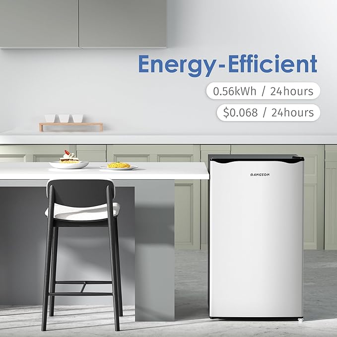 Bangson Mini Fridge With Freezer, 3.2Cu.Ft, Single Door Small Refrigerator, Energy-Efficient, Low Noise, Mini Fridge For Bedroom Dorm And Office, Silver - View 6 | Fridge.com