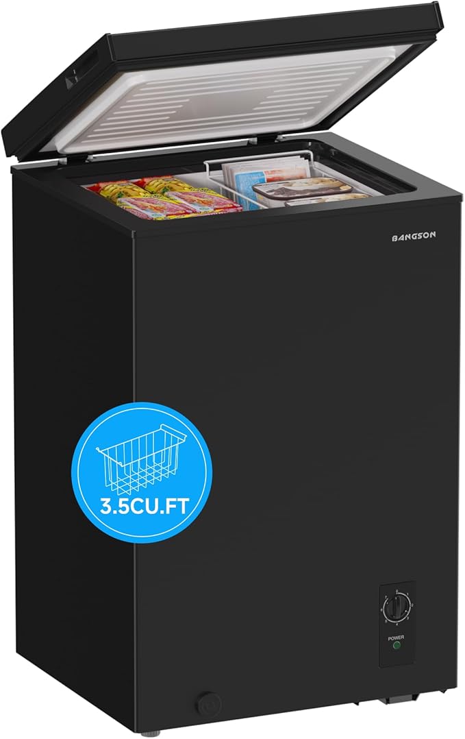 BANGSON 3.5 Cu.Ft Chest Freezer, Compact Deep Freezer with Removable Basket | Fridge.com
