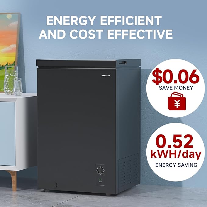 Bangson 3.5 cu.ft Chest Freezer, Compact Deep Freezer With Removable Basket, Adjustable Thermostat, Energy-Saving, Quiet Mini Freezer For Home/Dorm/Apartment/Garage,Black - View 4 | Fridge.com