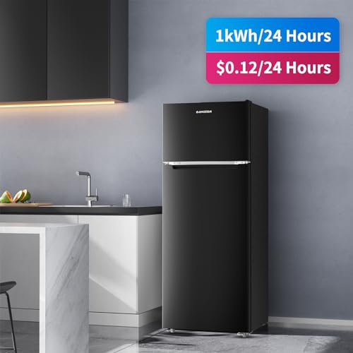 Bangson 7.7 cu.ft Refrigerator With Freezer, Apartment Size Fridge With Top Freezer, Large Capacity, Energy Saving, Adjustable Thermostat, Low Noise, Black - View 2 | Fridge.com