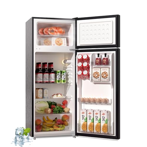 Bangson 7.7 cu.ft Refrigerator With Freezer, Apartment Size Fridge With Top Freezer, Large Capacity, Energy Saving, Adjustable Thermostat, Low Noise, Black - View 4 | Fridge.com