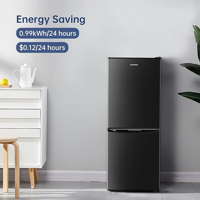Bangson 4.0 cu.ft Small Refrigerator With Freezer, Small Fridge With Bottom Freezer, For Apartment, Bedroom, Dorm, And Office, Double Door, Black - View 4 | Fridge.com