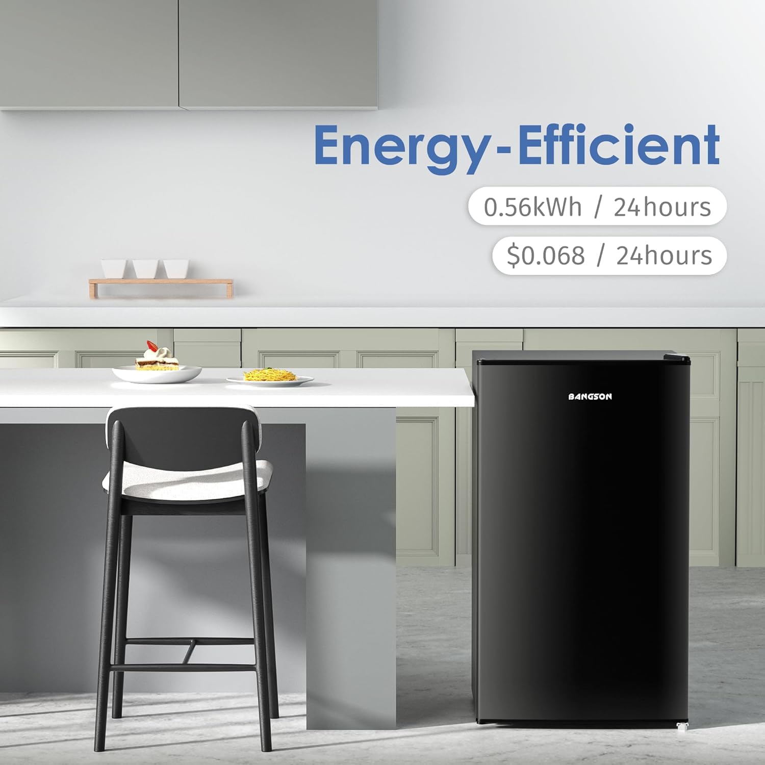 Bangson Mini Fridge With Freezer, 3.2Cu.Ft, Single Door Small Refrigerator, Energy-Efficient, Low Noise, Mini Fridge For Bedroom Dorm And Office, Black - View 5 | Fridge.com