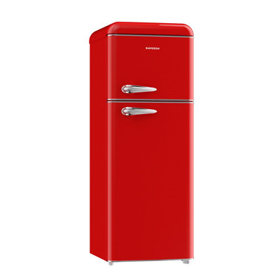BANGSON 7.5 Cu.Ft Retro Refrigerator with Top Freezer, 2 Door Apartment Fridge, Adjustable Thermostat, Refrigerator for Office, Kitchen, and Home, Red — FIN-0018467 | Fridge.com